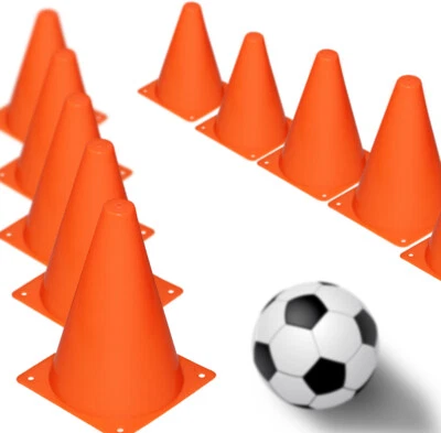 NOVELTY PLACE 12Pcs 7 inch Plastic Training Cones Durable Traffic Cone Play Field Marker Cone