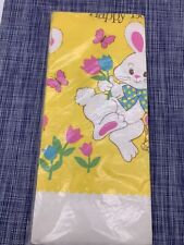 Vintage NOS Party Maid - Easter Bunny Basket Flower Plastic 54x96 Tablecloth