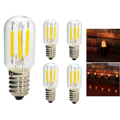 5pcs LED Filament Tube Light T20 E12 E14 Bulb Retro Vintage 1W 2W COB Warm Lamp - Image 1 of 4