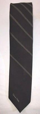 Corbata de cuello ajustada marrón con logotipo Oscar de la Renta 56" de largo NOS Foto 1 de 4