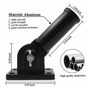 Adjustable Black Flag Pole Wall Mounting Bracket Rust Free Aluminum 1'' flagpole - Picture 1 of 4