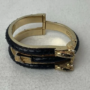 VTG Oscar D’Argent Gold Plated Equine Horse Head Snake Skin Bracelet  - Picture 1 of 17