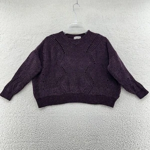 Altar'd State Juniors XS Plum Purple Knit Cropped Wide Long Sleeve Sweater - Picture 1 of 10