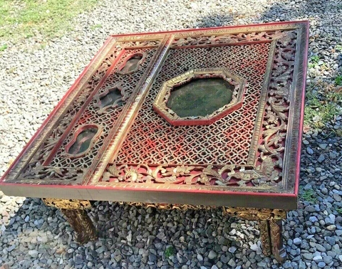 ORNATE ANTIQUE CHINESE CARVED ORIENTAL COFFEE TABLE Cover