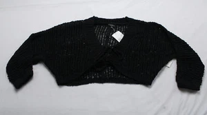 Timing Women's Long Sleeve Front Tie Knit Sweater Top EJ1 Black Medium NWT - Picture 1 of 3