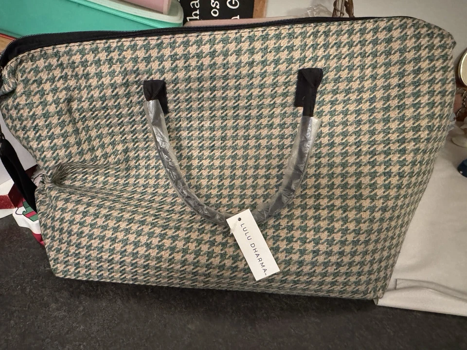 Bolso de Mano Lulu Dharma Verde Cuadros Houdstooth Fin de Semana Viaje Noche Nuevo Vegano Foto 1 de 1