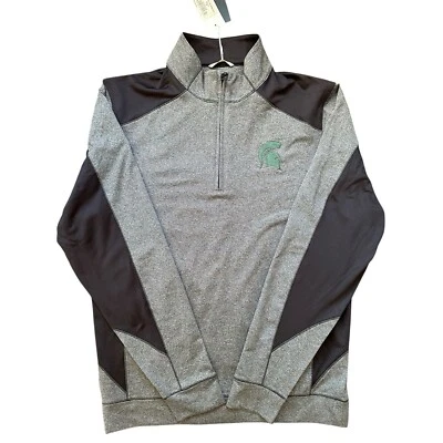 Michigan State MSU Spartans Pullover Men Medium 1/4 Zip Gray Black DryTec Jacket - Image 1 of 4