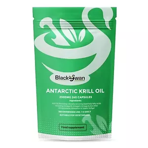 Black Swan Antarctic Krill Oil 2000mg Softgels Omega 3s EPA DHA 240 Capsules - Picture 1 of 2
