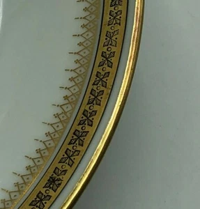 2 Soup Cereal Bowl WM GUERIN Co Limoges France China Gold Trim Scroll Black - Picture 1 of 10