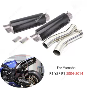 2004-2014 R1 YZF R1 Slip-on Exhaust Set Motorcycle 51mm Muffler Pipe Slip On L R - Picture 1 of 10
