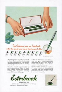 Pluma Estilográfica Esterbrook 1951 Revista Impresión Anuncio De Colección - Imagen 1 de 1