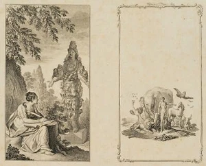 D. CHODOWIECKI (*1726), Diana von Ephesus mit der Geschichte & Mensch in Tiergru - Picture 1 of 4