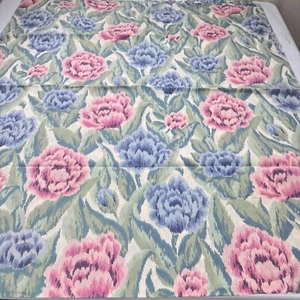 vintage lady pepperell flat sheet full green pink floral blend y2k 90s - Picture 1 of 8