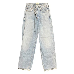 Agolde Criss Cross Jeans Womens Size 23 in Eternal Blue Straight Leg Cross Waist - Picture 1 of 9