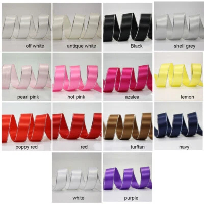 20 Yards Double Face Silver Metallic Edge Satin Ribbon 6mm 9mm - Image 1 of 3