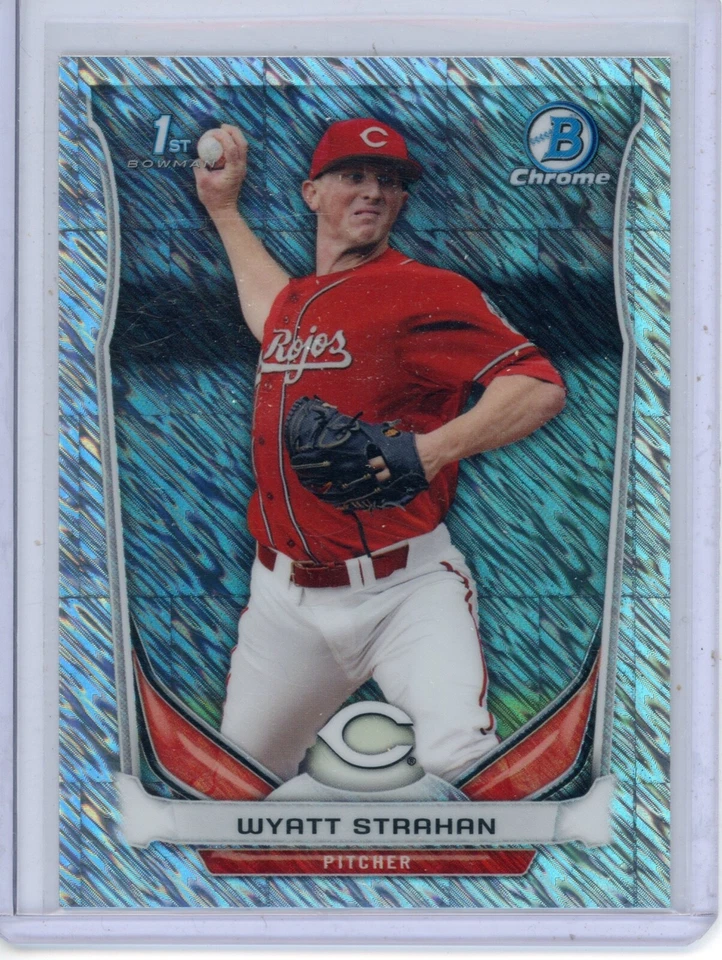 2014 Bowman Draft Chrome Wyatt Strahan CDP97 Shimmer Refractor 06/15 Reds - Image 1 of 1
