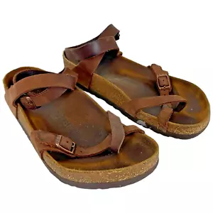 Birkenstock Sandal Womens EU 39 Yara Cork Footbed Oiled Leather Ankle Strap US 8 - Picture 1 of 13
