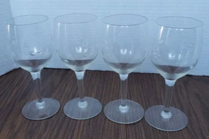Set of 4 Vintage Etched Crystal Red Wine Glasses Six Inch Stemware - Picture 1 of 7