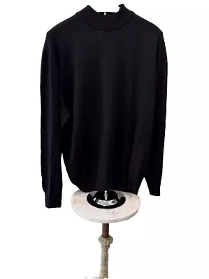 Linea Uomo Mens L Black Merino Wool Blend Knit NWT Italian Pullover Sweater - Image 1 of 4