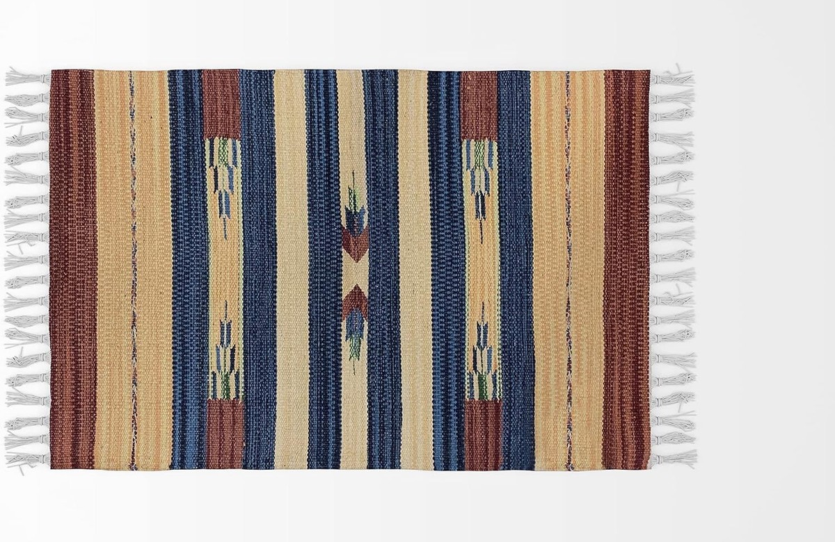 Tappeto Kilim Cotone 100% Con Nappe - Passatoia Orientale 60x90cm Grigio - Foto 6