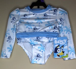 Bluey Toddler Girl Long Sleeve Rashguard Swimsuit Set Size 12M - Picture 1 of 6