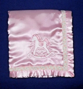Gund Baby Pink Rocking Horse Lil Boutique Tossed Flower 58921 Lovey Baby Blanket - Picture 1 of 5