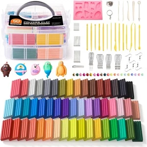 Polymer Clay, 50 Colours Oven Bake Modeling Clay, Creative Clay Kit with 19 Clay - Picture 1 of 9