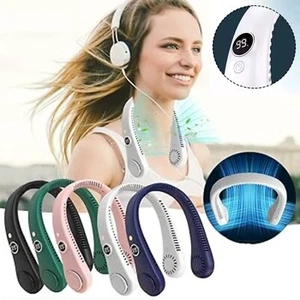 Portable Hanging Neck Fan Hands Free Bladeless Cooling Fan USB Rechargeable - Picture 1 of 41