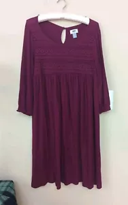 Old Navy Gr. 16 Bohemian Kleid weinrot Stretch Spitze Akzent Stretch - Bild 1 von 7
