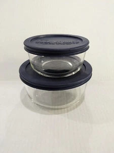 Pyrex Vintage 4 Piece Storage Plus Clear Glass Container Set, blue top - Picture 1 of 13