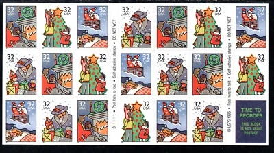 US Scott #3116a "Holiday Greetings" Never Folded Self- Adhesive Booklet Pane - Image 1 of 2