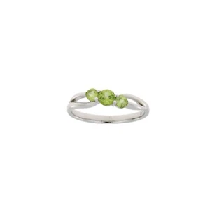 Peridot Three Stone Open Shank Sterling Silver Ring Size 7 - Picture 1 of 2