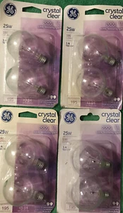 8 GE 25w G16.5 Crystal Clear Globe Lights w/Candelabra Base - Picture 1 of 6