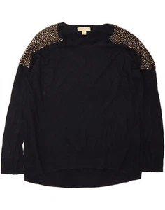 MICHAEL KORS Womens Boat Neck Jumper Sweater UK 18 XL Black Cotton KB10 - Picture 1 of 3