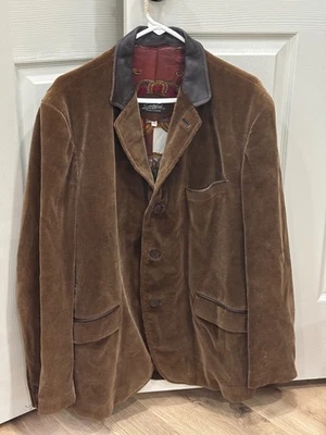 Cortefiel Blazer Jacket Mens 42 Corduroy Leather Collar Equestrian Spain VTG - Image 1 of 4