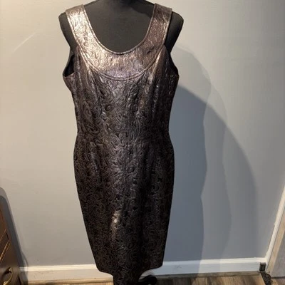 Evan Picone A-Line Dress Black Silver Shimmery Holidays Wedding Party Sz14 - Image 1 of 4