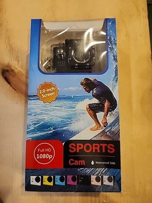 Action Cam 1080P 12MP Sports Cam Full HD 2.0" Waterproof 30m/98 w Mounts NIB  - Image 1 of 4