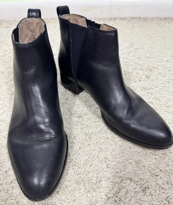 Botas de tornozelo Madewell Carina Chelsea couro preto tamanho 8 clássicas - Imagem 1 de 4