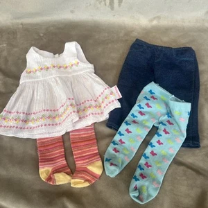 American Girl Bitty Baby Doll Clothes Lot Dress Jeans Leggings - Picture 1 of 8