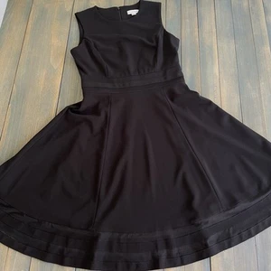 Clavin Klein Black Illusion-Trim Sleeveless Fit & Flare Mini Dress Size 6 (H8) - Picture 1 of 10
