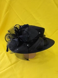 Sophia Collection LA Fancy Kentucky Derby Church Hat BLACK With Rhistones NWT - Picture 1 of 13
