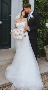 Hand Embellished 5 Layer Tulle wedding overskirt Size 8-10 Floral - Picture 1 of 3