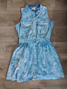 Levi's Pullover Kleid Damen M Blau Denim Taschen Button Down Acid Washed Look - Bild 1 von 13