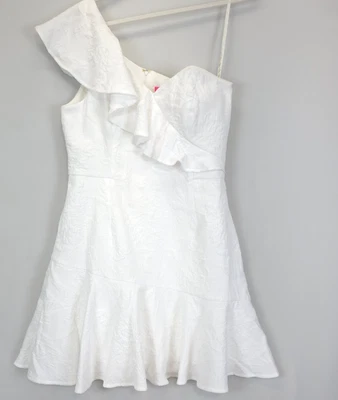 Lilly Pulitzer Arlana One Shoulder Romper Women 10 White Ruffles NWT - Image 1 of 4