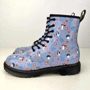 Bottes Doc Martens en cuir verni bleu clair champignons bois hommes taille 5 femmes 6 - Photo 1/15