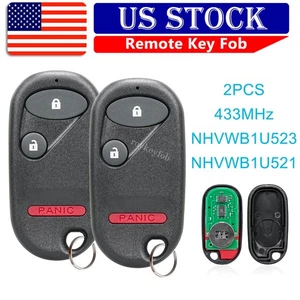 2 Para 2001 2002 2003 2004 2005 Honda Civic Pilot Mando a Distancia Coche Llavero NHVWB1U523 - Imagen 1 de 7