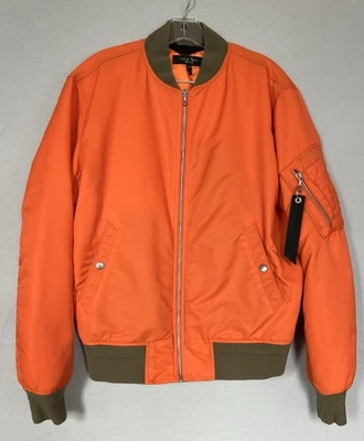 Rag & Bone Men’s MEDIUM Icons Manston Bomber Flight Jacket Orange Sz $595. - Image 1 of 4