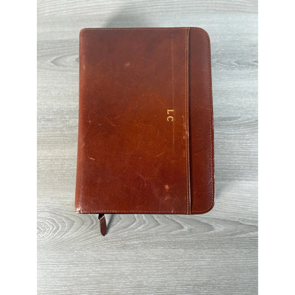 Planificador de cuero Scully vintage “LC” en cubierta frontal - Rellenos originales mapas interiores Foto 1 de 4