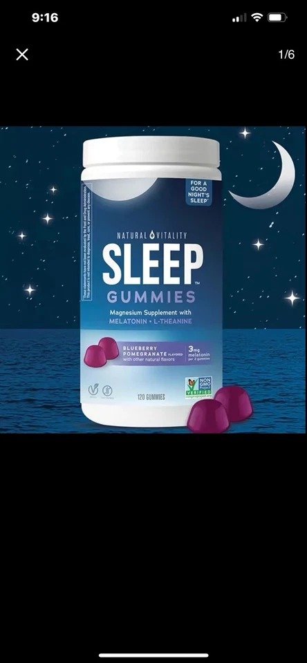Natural VItality SLEEP/CALM Suplemento de Magnesio Gomitas Antiestrés (120 ct) Foto 1 de 1