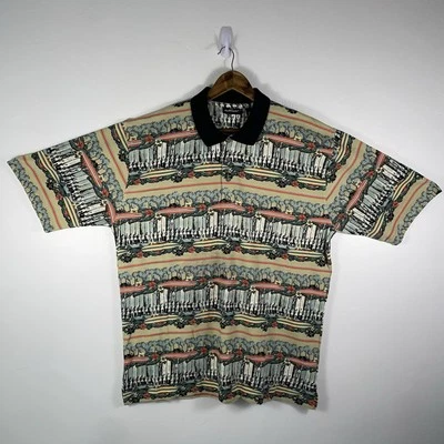 VTG Puritan Polo Shirt Mens XL Tall Surf Hawaii Aloha Floral Y2K AOP Beach Golf - Изображение 1 из 4